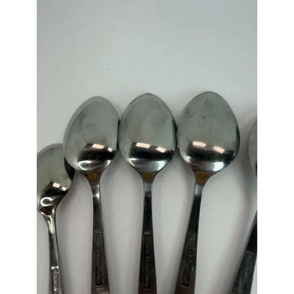 MCM Interpur JARDINERA Stainless Steel Japan Floral 5 Soup Spoons 1 Sugar Spoon